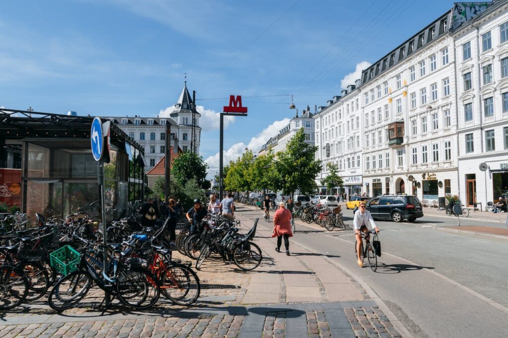 Urban environment with cyclists pedestrians Copenhagen